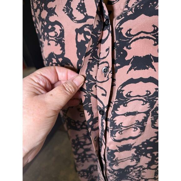 Addison SZ S 100% Silk Button Up Tunic Blouse Artsy Colorful Abstract Print Work - Picture 5 of 10